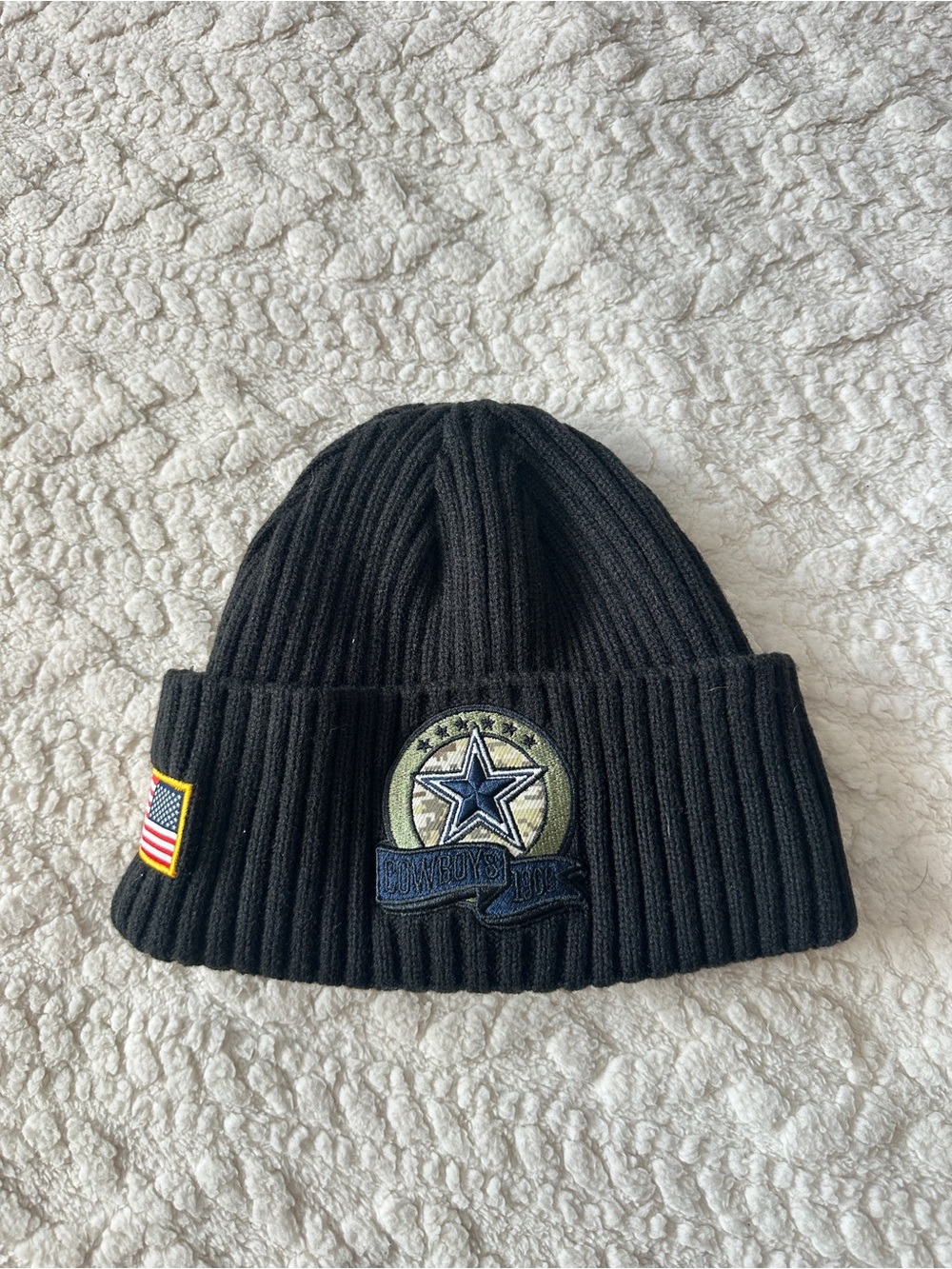 Dallas cowboys Black Rib Knit Beanie with Patches